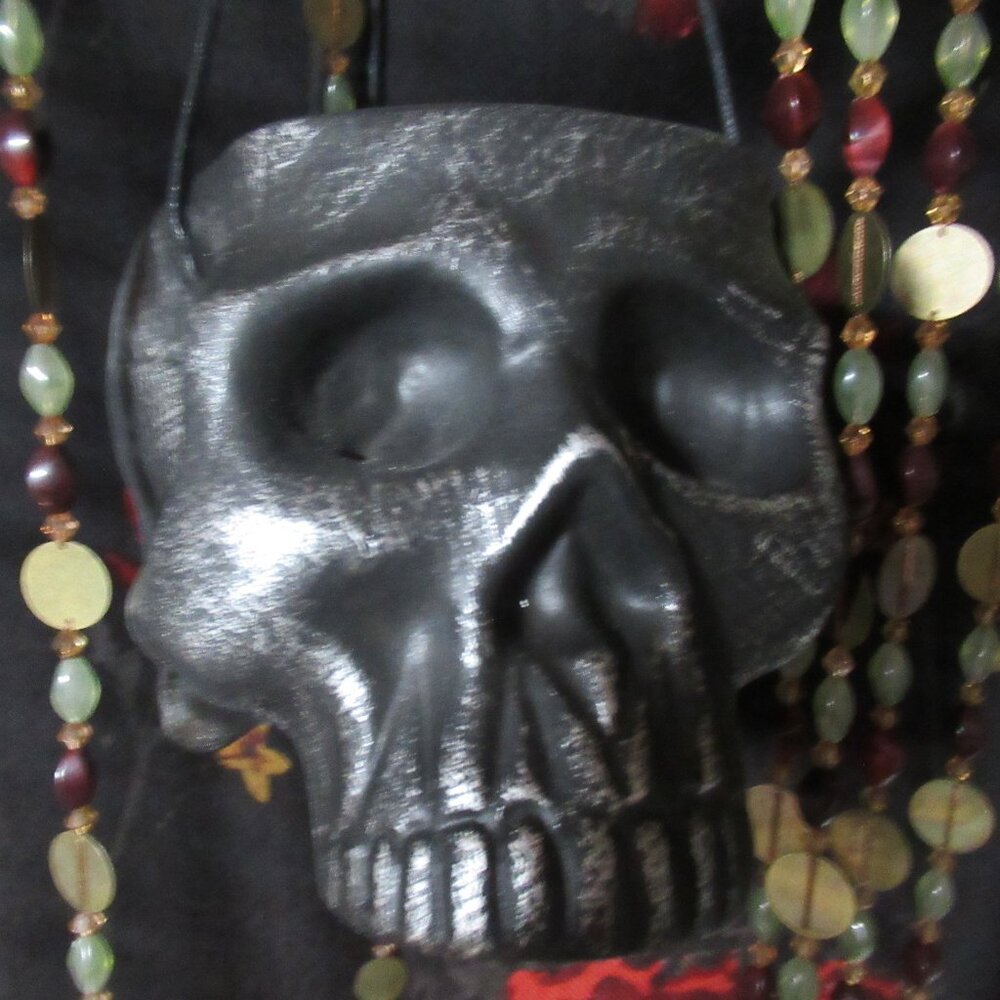18" Halloween Black Hanging Skull Planter